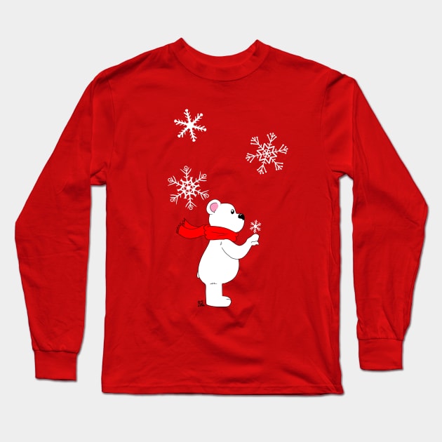 Snowflake and Polar Bear Long Sleeve T-Shirt by CaseyLJones